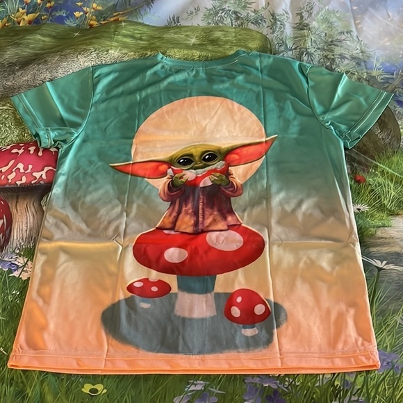 π
ΊBaby Yoda Eating Amanita Mushroom π Tee, Sizes Medium and Large Available, NWOT - Picture 3 of 6